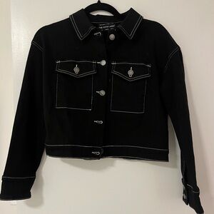 Fifth label cropped black jacket with stitching detail